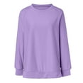 thumbnail image 5 of Crewneck Sweatshirts Women, Comdrip Women's Oversized Sweatshirts Crewneck Long Sleeve Pullover Shirts Side Zipper 2025 Fall Clothes Womens Crewneck Sweatshirt Purple S, 5 of 7