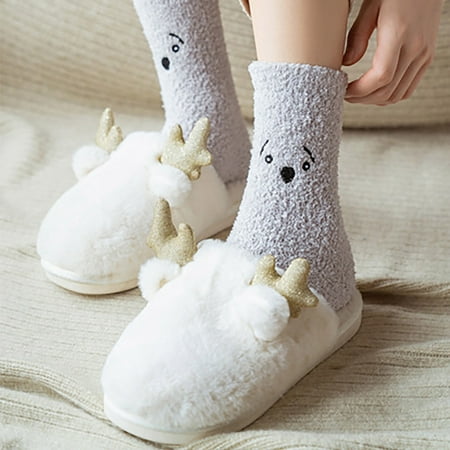 

Zedker Socks For Women Fashion Keep Warm Women Fashion Solid Color Animal Embroidery Thick Socks Clearance