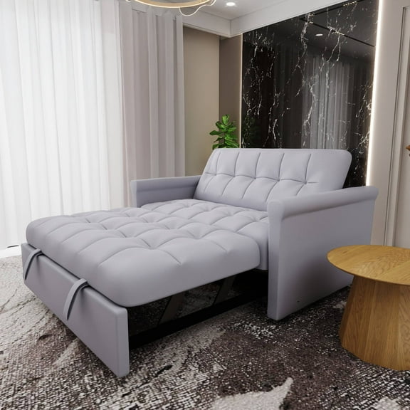 3 in-1 Pull Out Couch Bed, Velvet convertible Sleeper Sofa Bed with Armrests Sofa Loveseat for Living Room, Bedroom
