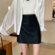 thumbnail image 4 of 2024 Otoño Nuevo Mini Vestido De Cintura Alta Anti-Exposición Falda De Línea A Adelgazante Falda Pequeña Bodycon Estilo Coreano Cuero De PU, 4 of 5