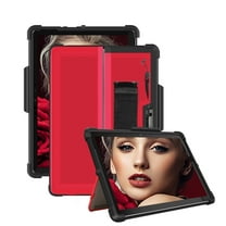 FIEWESEY for Microsoft Surface Go 4 (2024) Case,Shockproof Protective Cover Case with Pen Holder Hand Strap,Compatible with Type Cover Keyboard,for Microsoft Surface Go 3/Go 2/Go 2018(Red/Black)