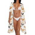 thumbnail image 3 of HELLHERO Polyester Long Kimono Swimsuit Cover Up for Vacation Lightweight Quick Dry Chicken Eggs, 3 of 6
