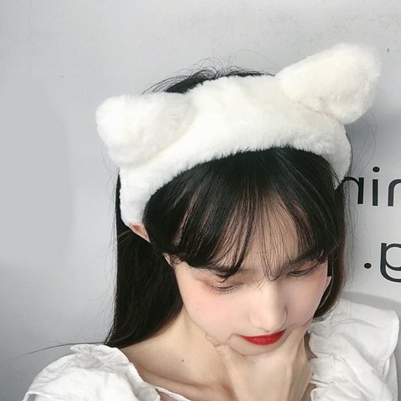 LIOOBO 2Pack Plush Cat Ears Headband for Face Wash during Spa Sessions