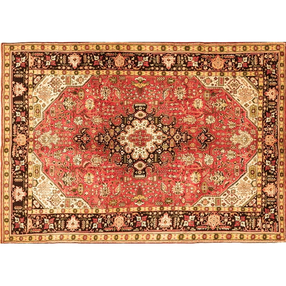 Ahgly Company Indoor Rectangle Persian Orange Traditional Area Rugs, 7' x 10'