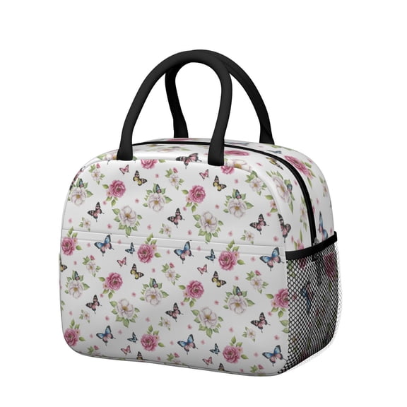 Womens Pioneer Flower Floral Print Pattern Lunch Box for Work,Insulated Lunch Bag for Women,Loncheras Para Mujer,Leakproof Adult Lunch Bag for Work,Beach,Travel,Picnic,Camping