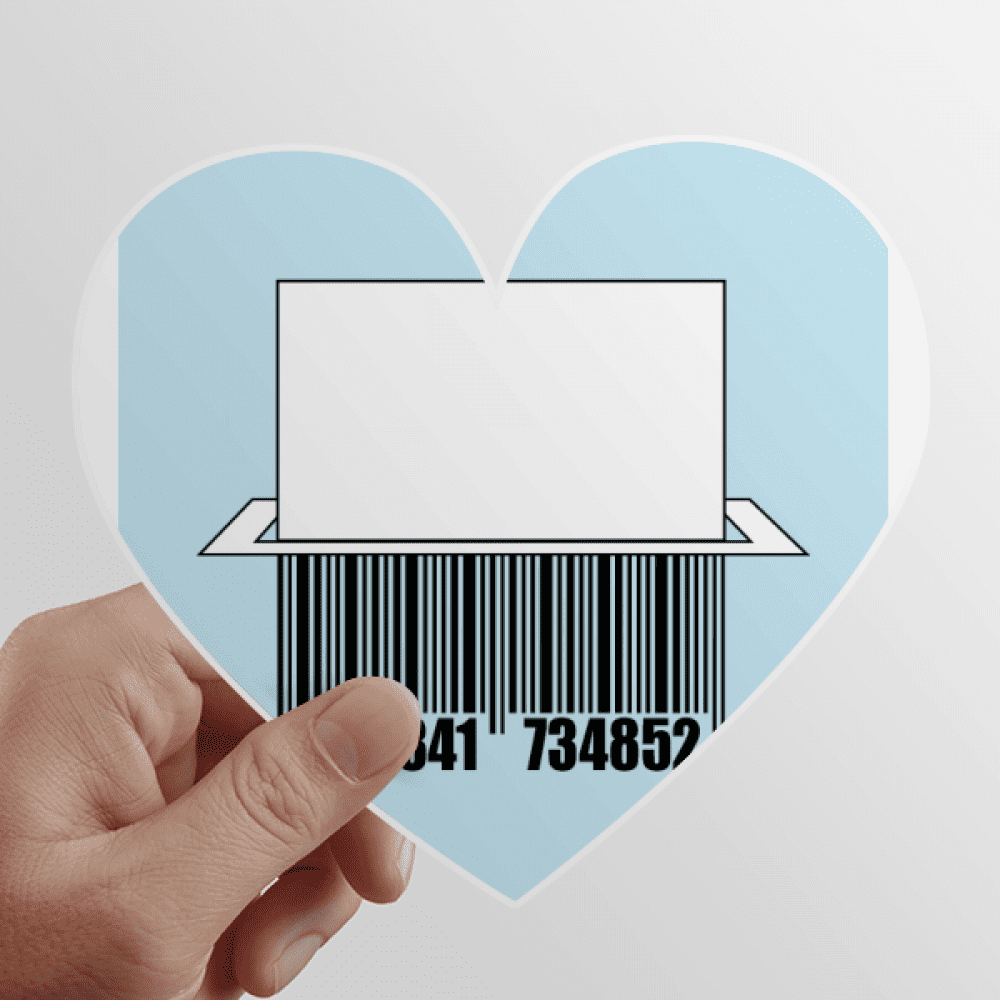 Barcode Cutting Paper Crushing Heart Vinyl Sticker Bicycle Bottle Decal