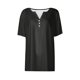 thumbnail image 5 of camiseta de mujer camiseta estampado botón manga corta diario fin de semana moda básica cuello en v regular top negro / 3XL, 5 of 7