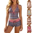 thumbnail image 6 of Y2k Vintage 2 Pieces Bikini Set Coquette Halter Tankini Top with Shorts Whimsy Polka Dot Beach Swimsuit Vacation Outfit Light pink S, 6 of 6