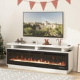 thumbnail image 2 of LAZZO TV Stand with WiFi Smart Electric Fireplace, Solid Wood Mantel & Power Outlet for Living Room, 70" White, 2 of 7