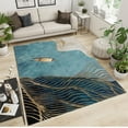 thumbnail image 2 of Tapis 4x5ft Antidérapant de Luxe 3D Rivière Bateau Petit Tapis d'Entrée, Lavable en Machine Tapis en Métal Abstrait Ligne Dorée, Tapis pour Porte d'Entrée Chambre Chevet, 2 of 6