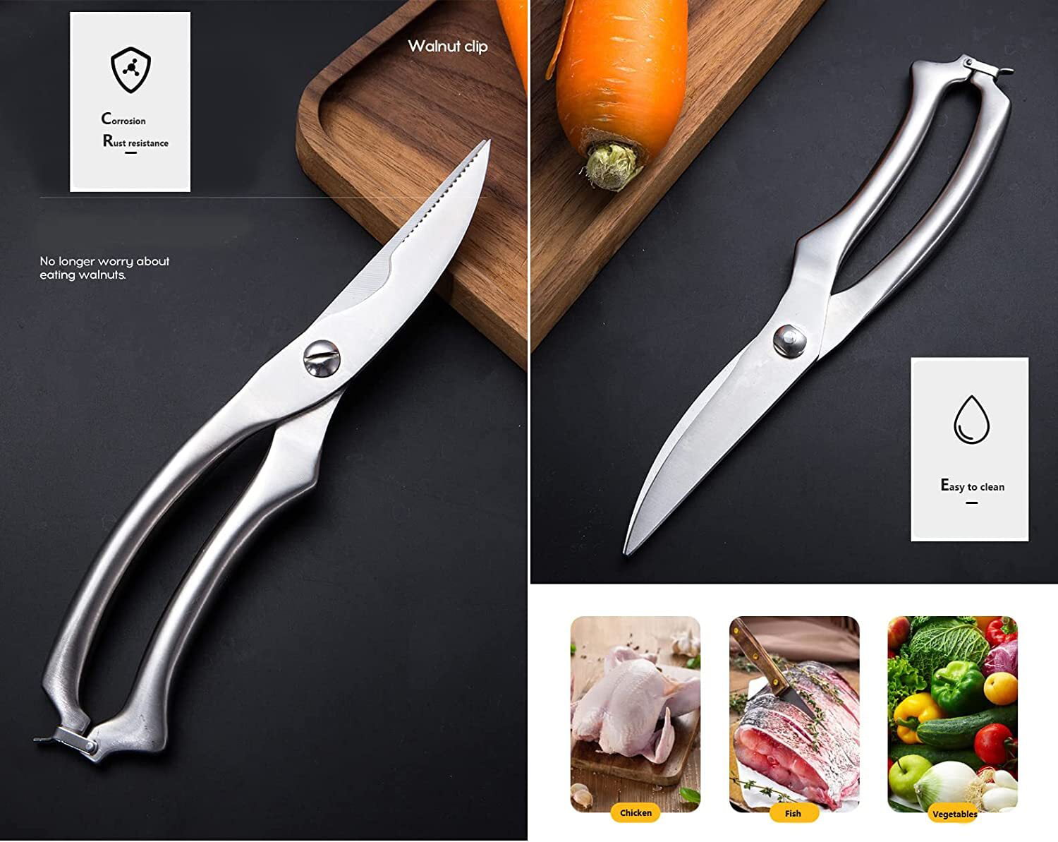 LavaLock® BBQ Kitchen Poultry Shears - Heavy Duty Spring Loaded Kitchen  Scissors- High Quality Stainless Steel