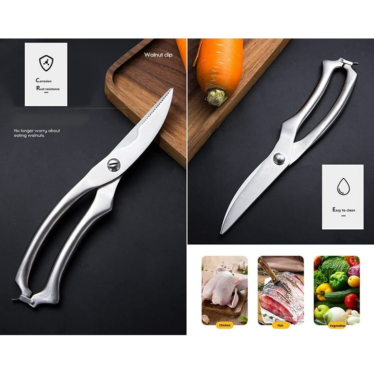 Poultry Shears, Heavy Duty Kitchen Shears with Serrated Edge, No Rust  Spring Loaded, Multipurpose Stainless Steel Kitchen Scissors for Chicken,  Bone