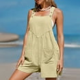 thumbnail image 4 of Diufon Plus Size Women Shorts Rompers Square Neck Sleeveless Playsuits Solid Color Bodysuits with Pockets, 4 of 7