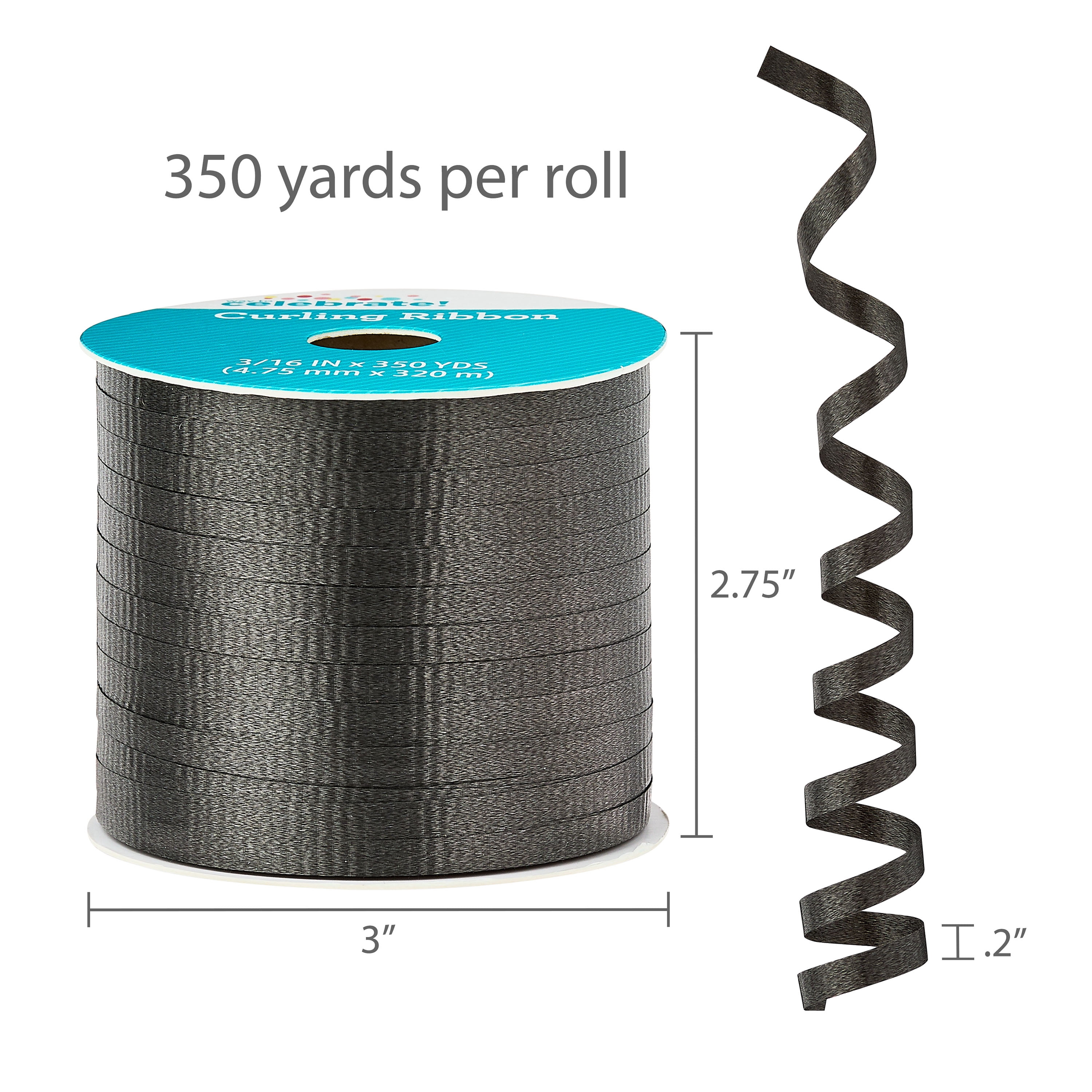Black Curling Ribbon, 350 yds, by Way To Celebrate