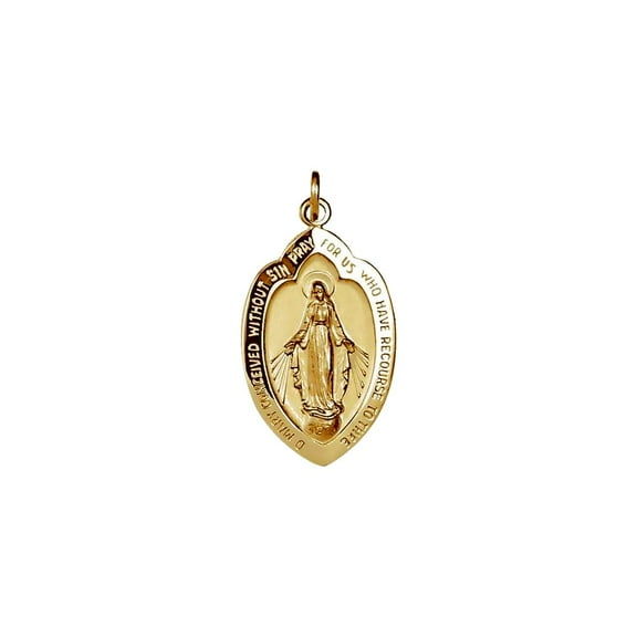 Necklace 14k Yellow Gold 20x13mm Polished Oval Immaculate Conception Medal Pendant for Women
