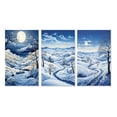 thumbnail image 2 of Designart "Snow Winters Moon silence I" Landscape & Nature Wall Art Set Of 3 - Blue Snow Canvas Set For Living Room Decor, 2 of 7