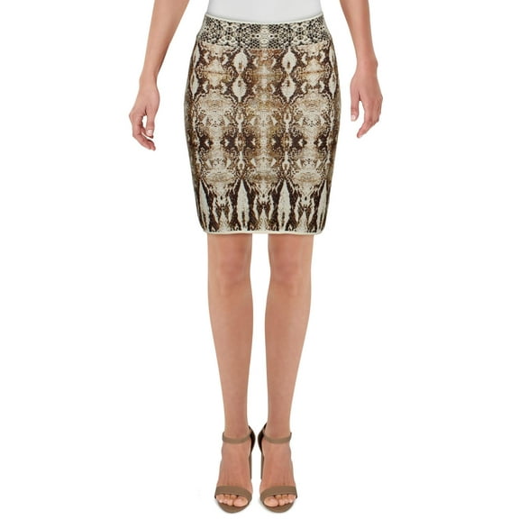 BCBGMAXAZRIA Womens Snake Mini Pencil Skirt