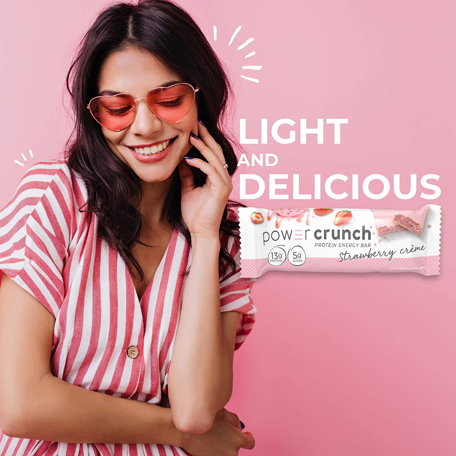Power Crunch Whey Protein Bars, High Protein Snacks with Delicious Taste, Strawberry Crème, 1.4 Ounce (12 Count)