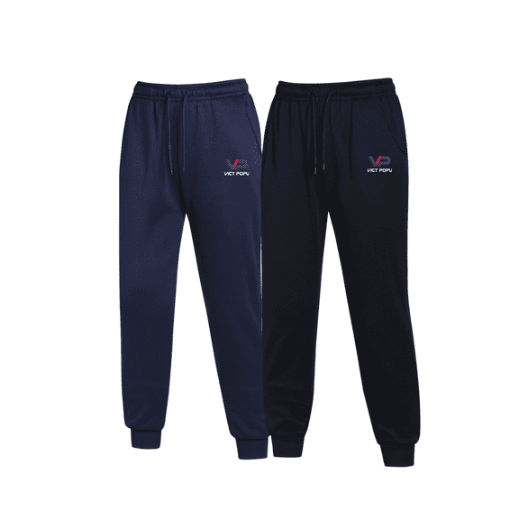 VICTPOPU Solid Color Casual Jogger Set, Two-piece Casual/Walking Outfit, Simple and Comfortable Sports Pants, Men's and Women's Clothing,Black/Navy-L