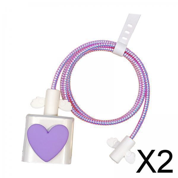 2xFunda Protectora Para Cable De Carga Accesorios Para Cables Protector De Cable De Carga Violeta 2 piezas