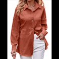 thumbnail image 2 of Blusa Informal de Seersucker para Mujer, Holgada, de Larga y con Botones. Color Naranja XXL, 2 of 9