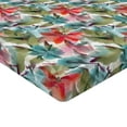 thumbnail image 4 of Ambesonne Spring Fitted Sheet, Abstract Watercolor Flora, King Size, Scarlet and Pale Blue Grey, 4 of 5