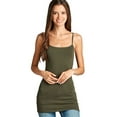 thumbnail image 3 of ShezPretty Womens & Juniors Basic Solid Long Length Adjustable Spaghetti Strap Camisole Tank Top (4PK - 2XLarge, Olive/Navy/Mocha/H.Grey), 3 of 7