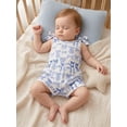 thumbnail image 5 of BemeyourBBs Toddler Baby Girls Summer Clothes One Piece Romper Jumpsuit Casual Bow Print Waist-cinching Crew Neck Sleeveless Short Overalls, 5 of 9