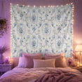 thumbnail image 2 of Blue Floral Vine Pattern in Romantic Vintage Style for Cottagecore Fans French Country Decor Housewarming Gift Tapestry Wall Hanging for Bedroom and Living Room, 2 of 7
