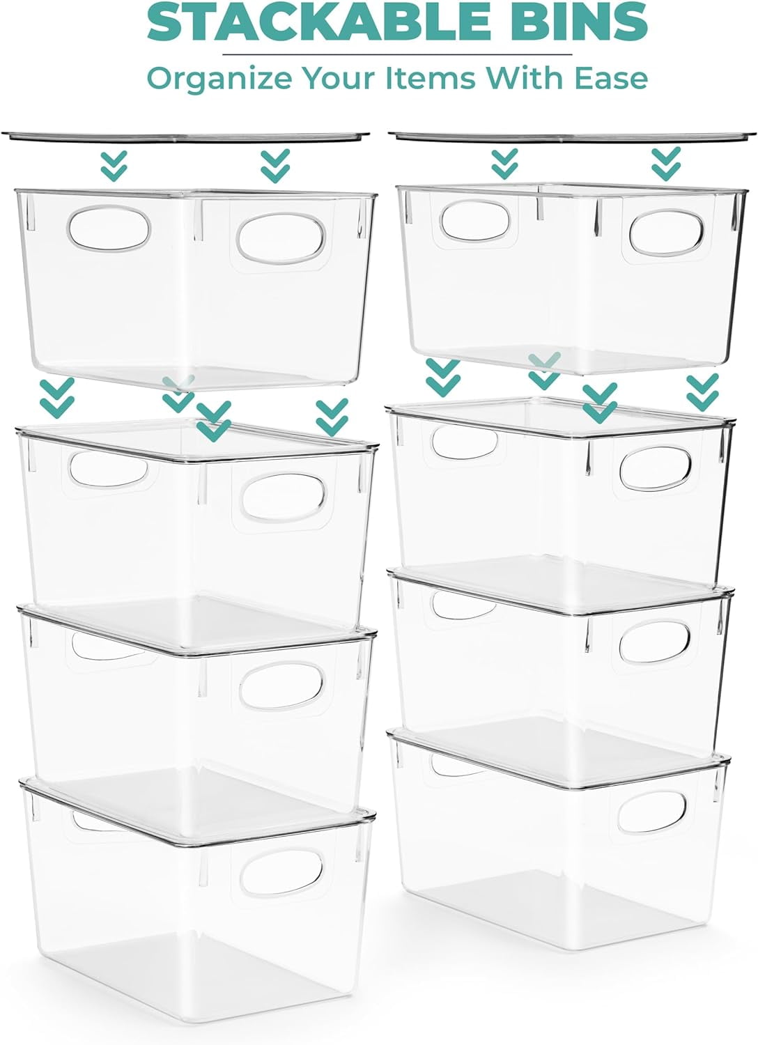 Sorbus Clear Storage Bins - Multi-Purpose Organizers for Kitchen, Pantry, Fridge, and Cabinet (Large, 2 Pack)