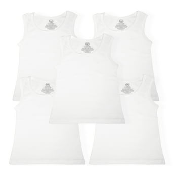 Wonder Nation Boys White Tank Undershirt, 5-Pack, Sizes S-XL