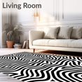 thumbnail image 2 of ODIKA 3'x5' Machine Washable Non-Slip Area Rug, Contemporary Zebra Inspired Striped Elegant Fuzzy Accent High Traffic Rug, Black, 580845, 2 of 7