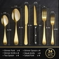 thumbnail image 7 of TINANA Silverware Sets, 24 PCS Flatware Set for 4, Premium Stainless Steel Cutlery Utensil Set with Steak Knives Mirror Polished Forks and Spoons, Dishwasher Safe, Gold, 7 of 7