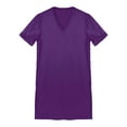 thumbnail image 5 of Manyakai Men's Short Sleeve Sleep Shirt V-Neck Nightgown Soft Loose Nightshirt Pajama Sleepwear Purple XL, 5 of 7