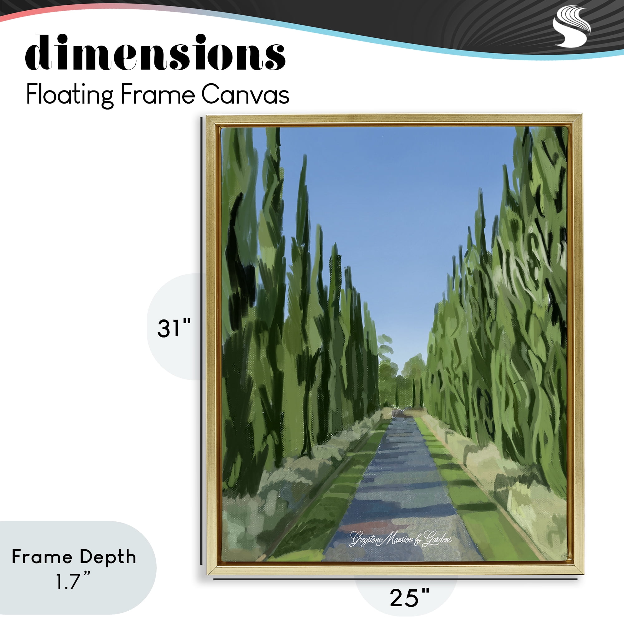 Stupell Industries Greystone Gardens Path Gold Framed Floater Canvas Wall Art, design by Amelia Noyes