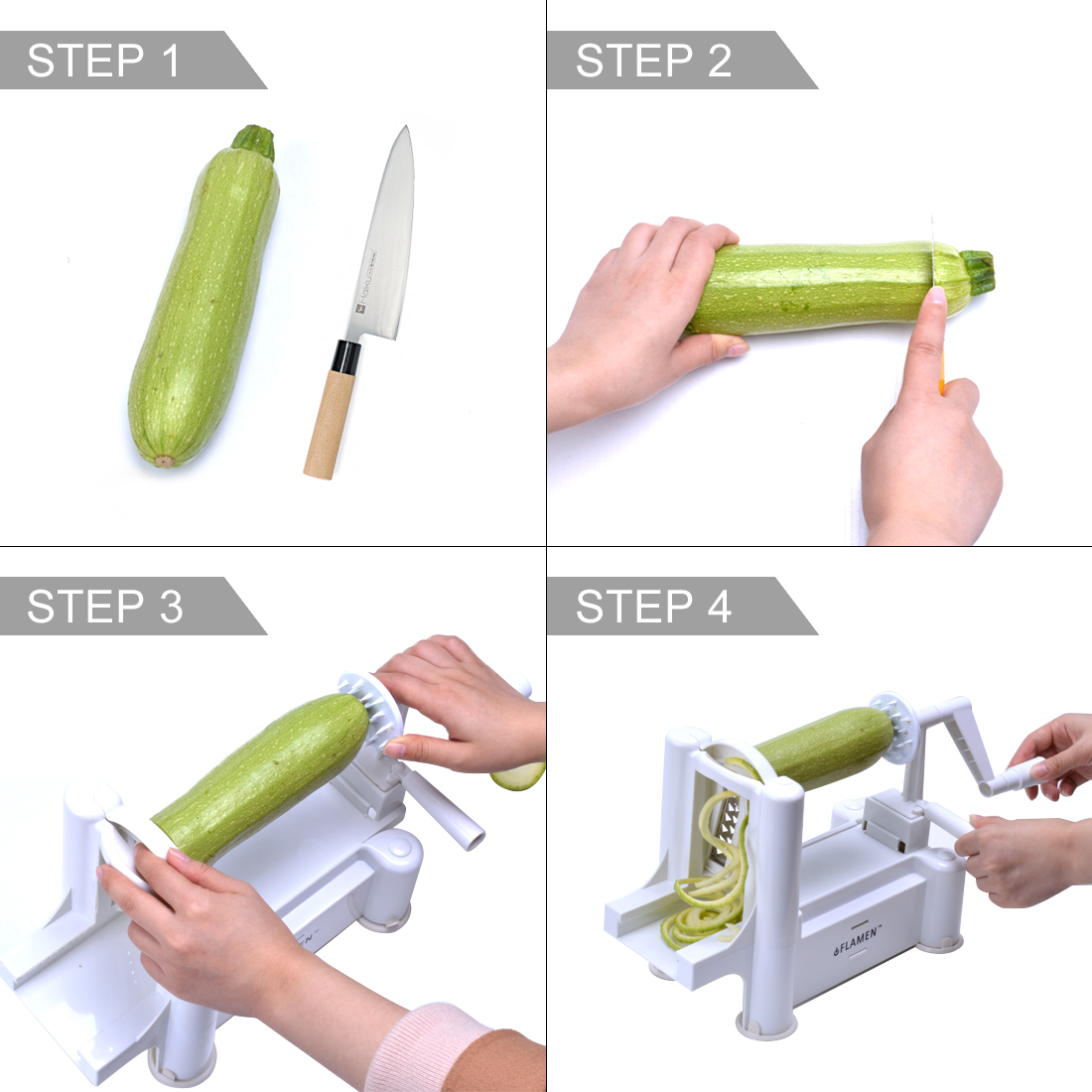 5-Blade Spiralizer, Spiral Slicer, Flamen Vegetable ...