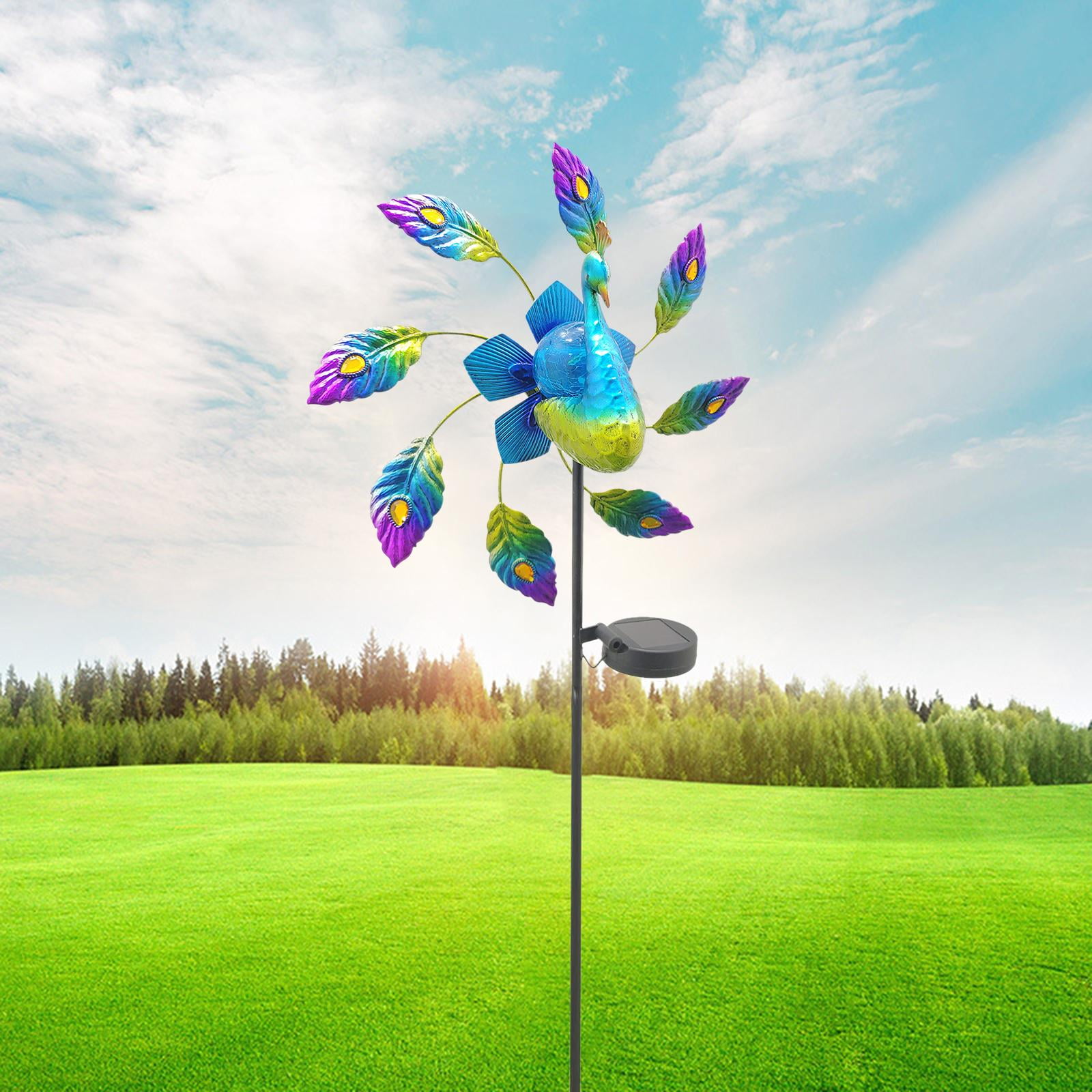 Solar Wind Metal Garden Stake Outdoor Decorative Wind Sculpture for Yard Pathway Lawn Patio Porch Plants Decor