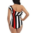 thumbnail image 5 of Haiem Firefighters USA Flag Women's One Piece Swimsuits Tummy Control One Shoulder Bathing Suits Ruffle Swimwear-Medium, 5 of 8