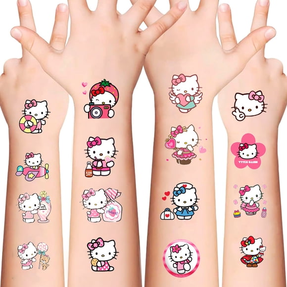 Hello Kitty Stickers, 20 Sheets Hello Kitty Tattoo Stickers Set for Hello Kitty Party Favors, Hello Kitty Themed Birthday Party Decorations, Kids Decorative Stickers for Girls