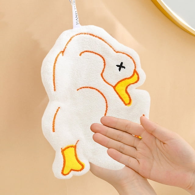 SSZMDLB Kitchen Hand Towel with Goose Pattern, Coral Fleece Hanging Towel, Soft Absorbent Hand Towel for Kitchen, Decorative Dish Drying Towel, Quick Dry Hand Towel