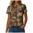 thumbnail image 6 of larppty Women Camo Shirt Top Y2K Maple Leaf Graphic Tee Short Sleeve Loose Fit Round Neck T Shirt Streetwear (Brown, S), 6 of 7