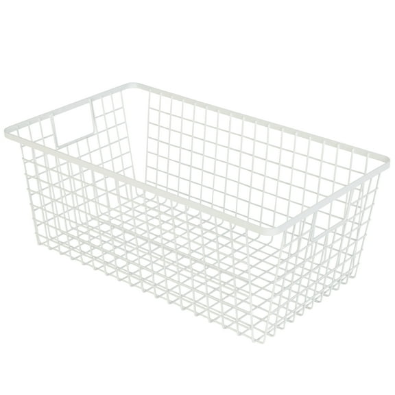 Smart Design Nestable Basket Organizer with Handles - 9 x 16 x 6 inches - White - Set of 4