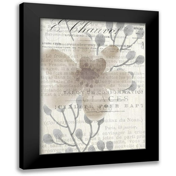 Kimberly, Allen 11x14 Black Modern Framed Museum Art Print Titled - Vintage Floral Panel b