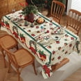 thumbnail image 3 of Christmas tablecloths for rectangle tables 60 x 84 Inch, Christmas Poinsettia & Holly Decoration Tablecloth, Water Resistant and Wrinkle-resistant Durable Table Cover for Xmas, Holiday, Winter, Yellow, 3 of 5