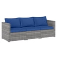 thumbnail image 2 of Costway 3PCS Patio Sectional Sofa Set, PE Rattan Modular Couch Furniture Set with Cushions Navy + Mix Gray, 2 of 10