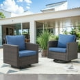thumbnail image 5 of Gymojoy 4 Pieces Outdoor 360° Swivel Rocker Patio Chairs, Patio Swivel Rocking Glider Chairs Set of 4, PE Wicker Swivel Rocking Furniture Set, Brown Blue, 5 of 7