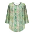 thumbnail image 7 of Womens Crew Neck Shirts 3/4 Sleeve Blouses Tunics Top Floral Printed Shirts Fashion 2026 Basic Tops Going Out Outfits Y2K Clothes, 7 of 7