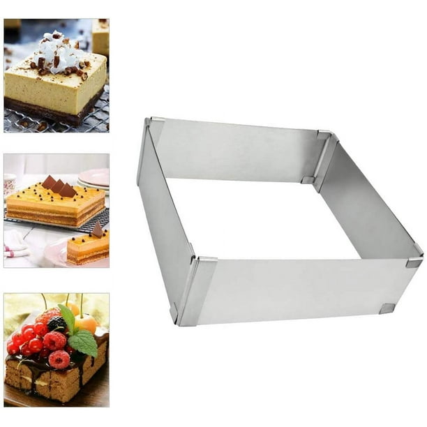 Rectangular Adjustable Cake pan Cake pan Square Cake pan for Small and Large Cake pies and Pizza for Baking and Decorating Mold Made of Stainless