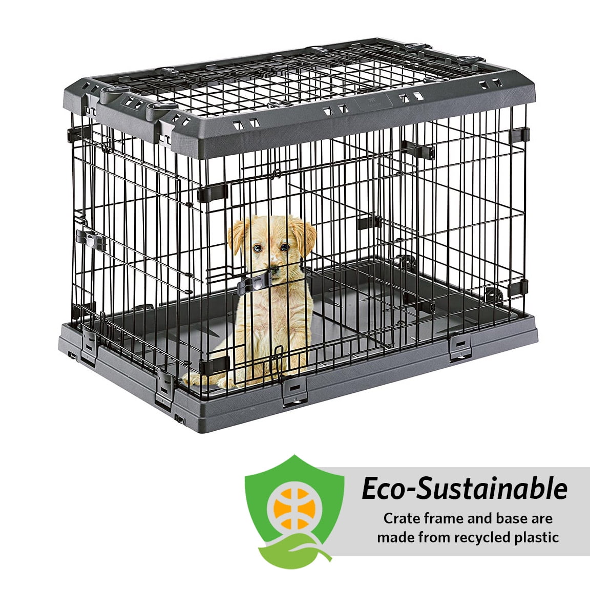 Ferplast Superior Hybrid ECO Dog Crate and Playpen, 30-inch Dog Crate, Gray