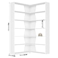 thumbnail image 2 of Homfa 6-Tier Corner Bookcase, L-Shaped Bookshelf with Baffle, Storage Display Rack for Office Living Room, White, 2 of 7